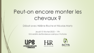 Peut-on encore monter les chevaux ? (Débat avec Nicolas Marty et Hélène Roche, 10/02/2022)